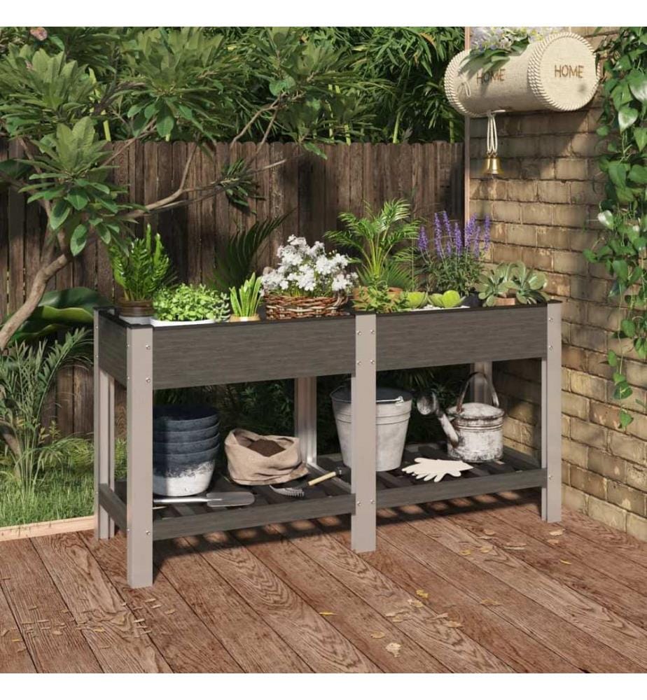 Garten-Hochbeet mit Ablage Grau 150x50x75 cm WPC