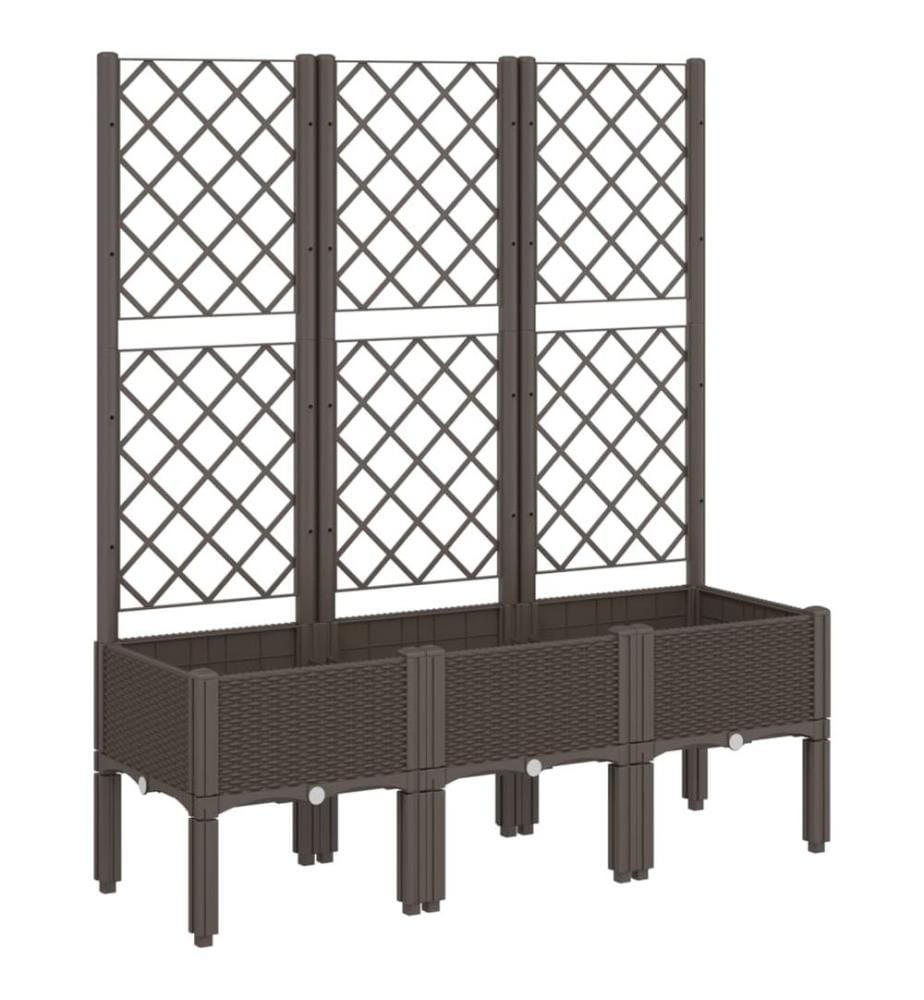 Jardinière avec treillis marron 120x40x142 cm PP