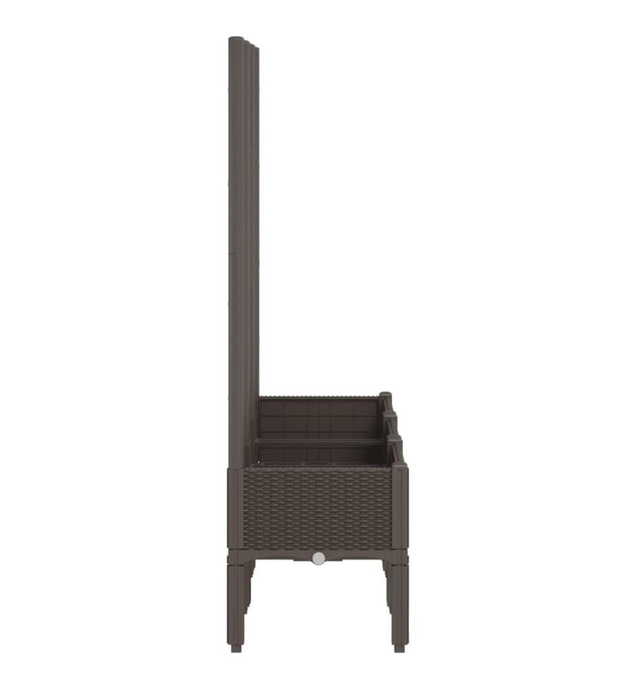 Jardinière avec treillis marron 120x40x142 cm PP