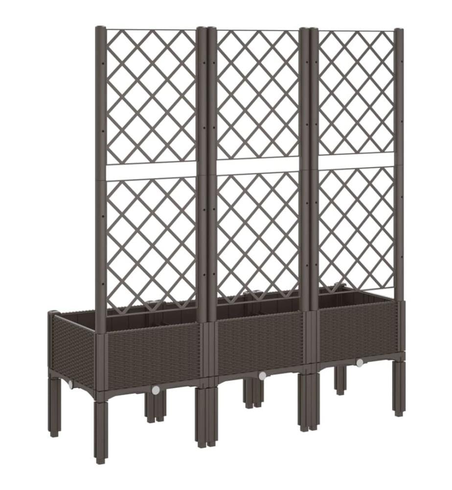Jardinière avec treillis marron 120x40x142 cm PP