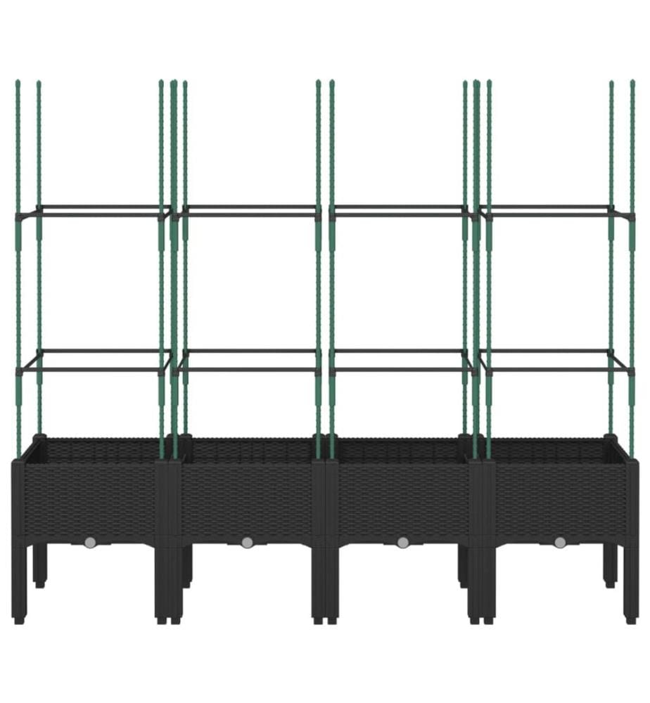 Pflanzkübel mit Rankgitter Schwarz 160x40x142,5 cm PP