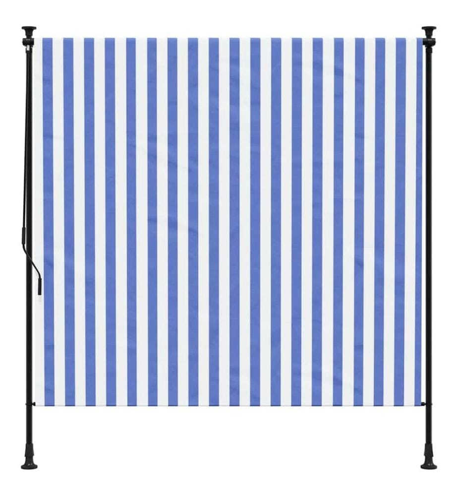 Aussenrollo Blau und Weiss 200x270 cm Stoff und Stahl