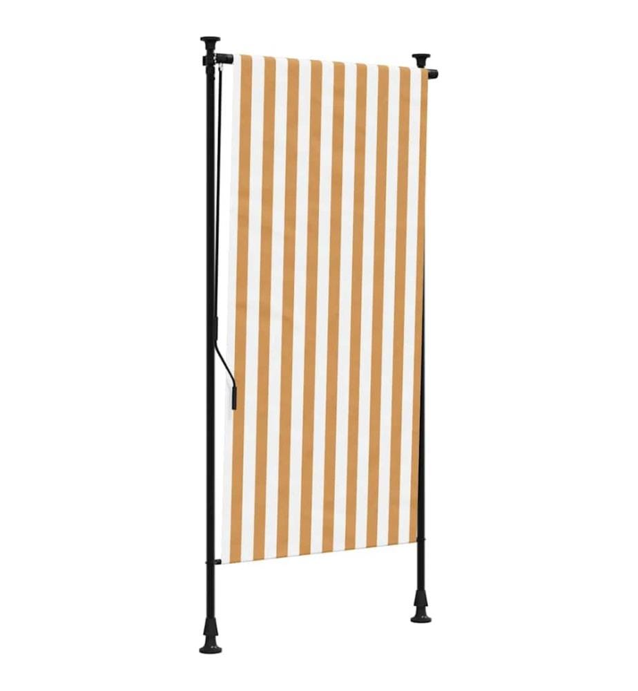 Aussenrollo Orange und Weiss 100x270 cm Stoff und Stahl