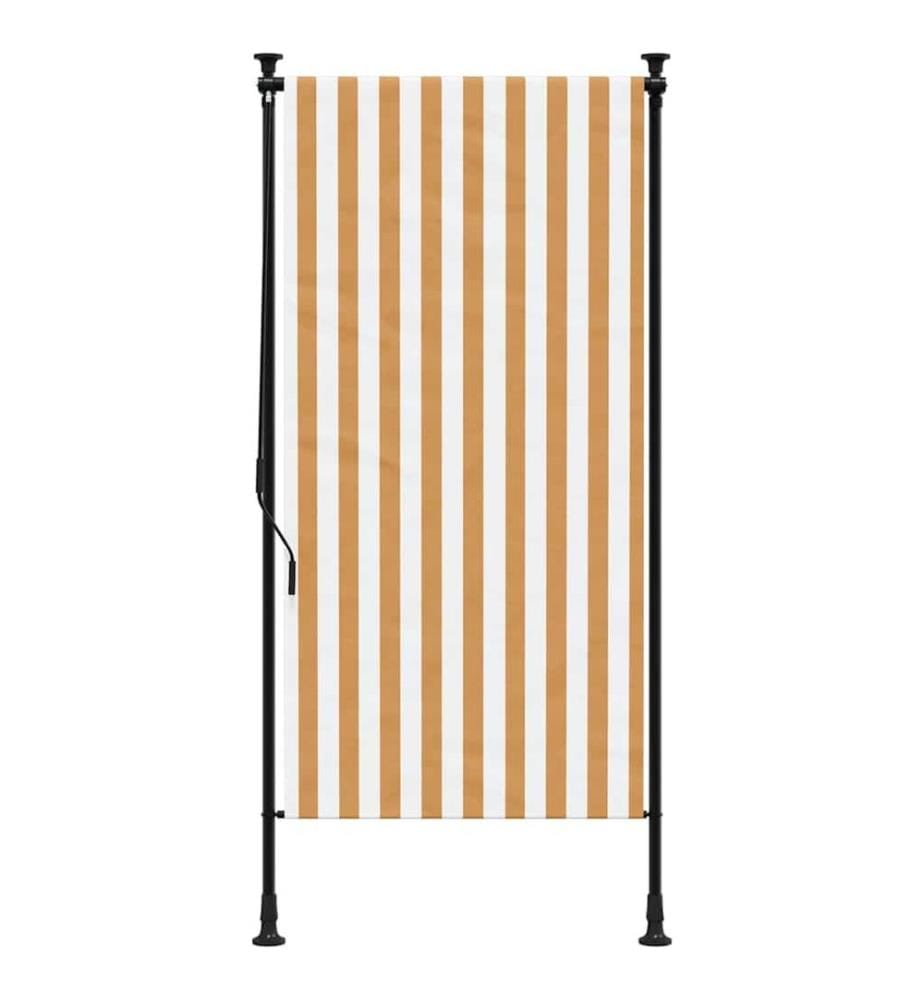 Aussenrollo Orange und Weiss 100x270 cm Stoff und Stahl
