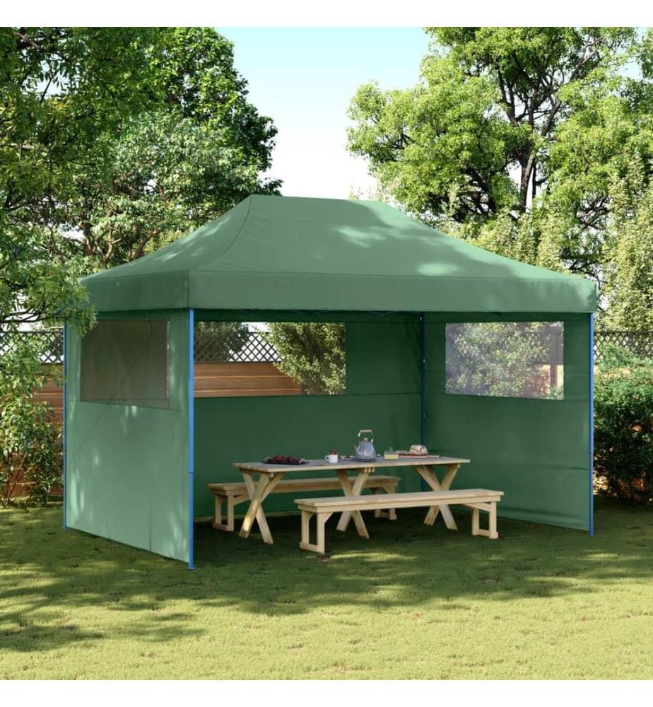 Tente de réception pliable escamotable 3 parois latérales vert