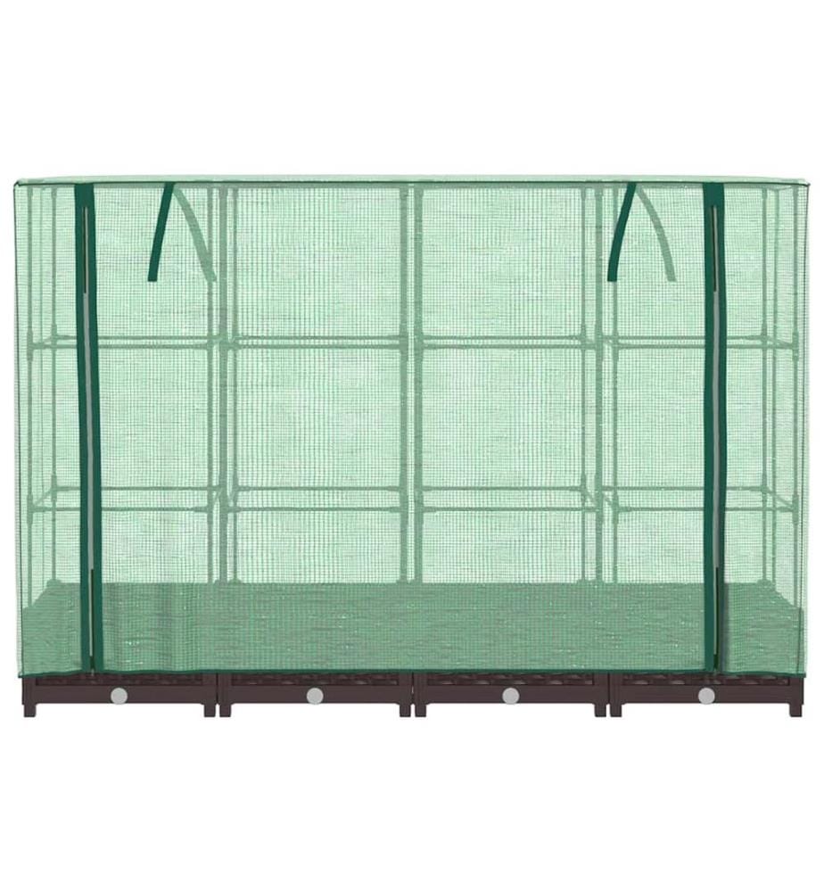Hochbeet mit Gewächshaus-Aufsatz Rattan-Optik 160x40x123 cm