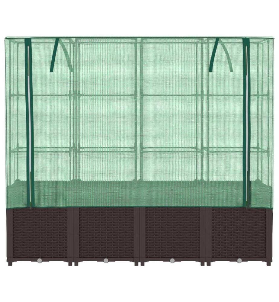 Hochbeet mit Gewächshaus-Aufsatz Rattan-Optik 160x40x153 cm