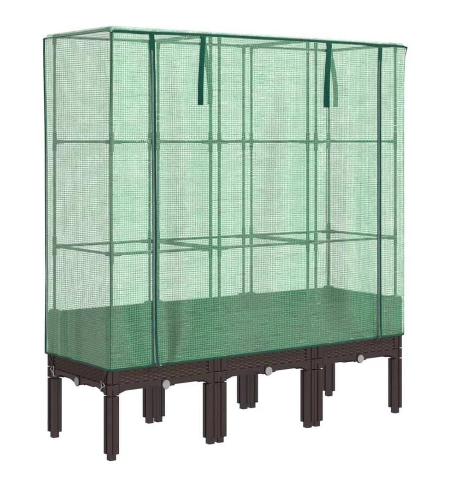 Hochbeet mit Gewächshaus-Aufsatz Rattan-Optik 120x40x140 cm