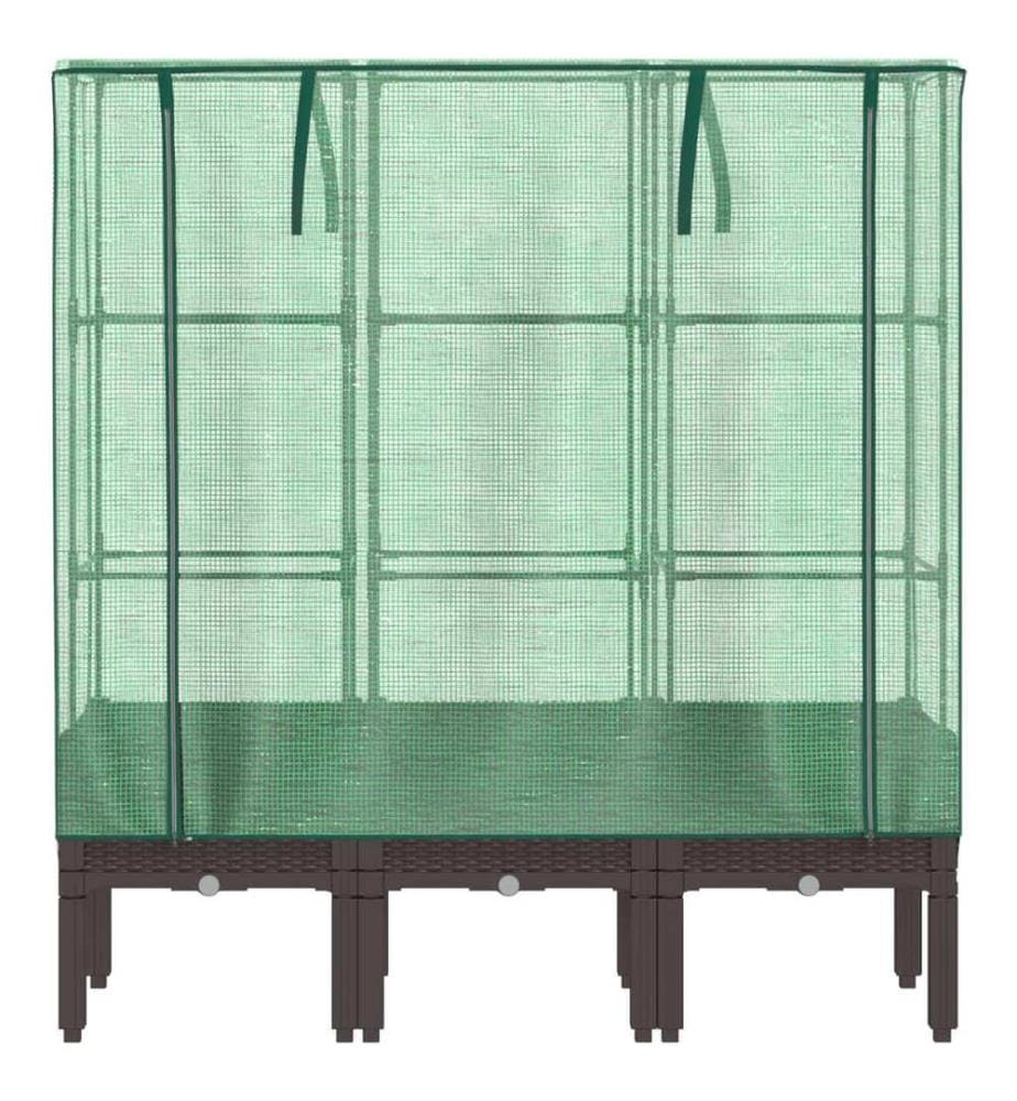 Hochbeet mit Gewächshaus-Aufsatz Rattan-Optik 120x40x140 cm