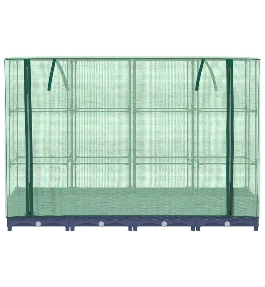 Lit surélevé avec housse de serre aspect rotin 160 x 40 x 123 cm