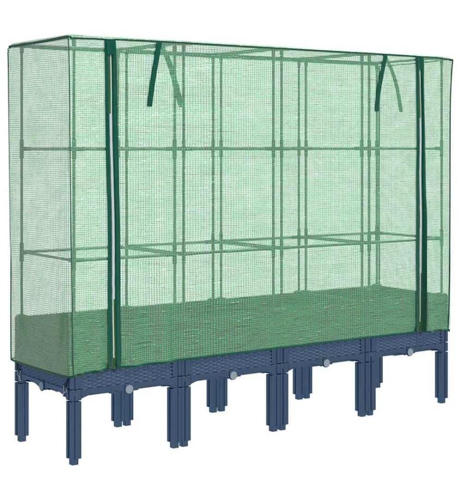 Hochbeet mit Gewächshaus-Aufsatz Rattan-Optik 160x40x140 cm