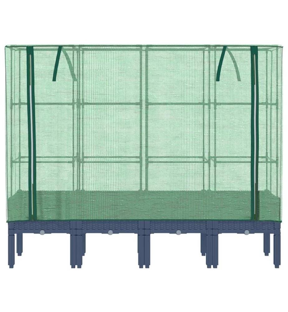 Hochbeet mit Gewächshaus-Aufsatz Rattan-Optik 160x40x140 cm