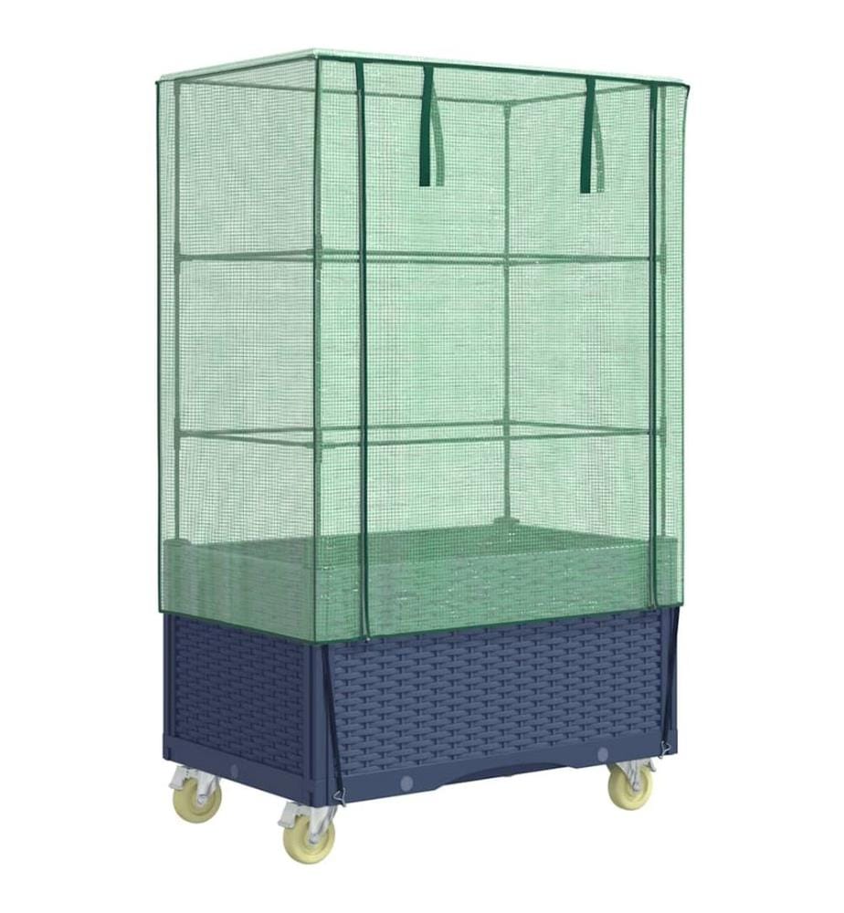 Hochbeet mit Aufsatz und Rollen Rattan-Optik 80x50x182 cm