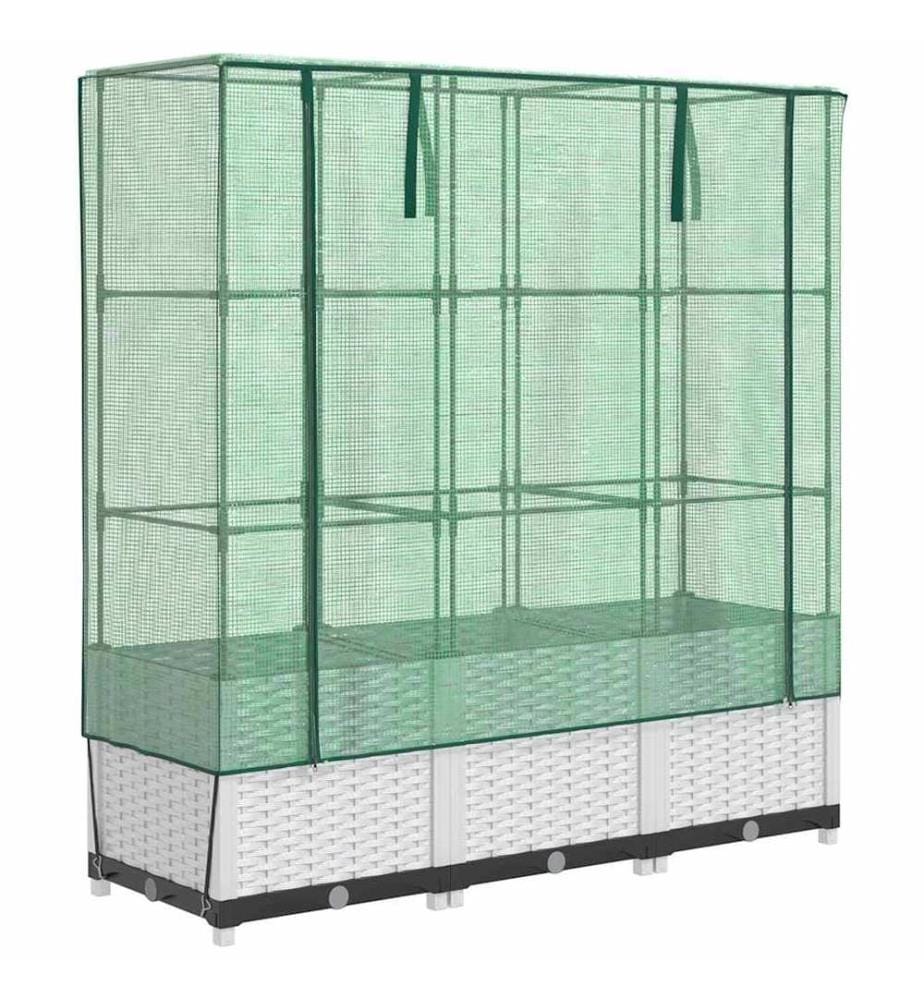 Hochbeet mit Gewächshaus-Aufsatz Rattan-Optik 120x40x138 cm