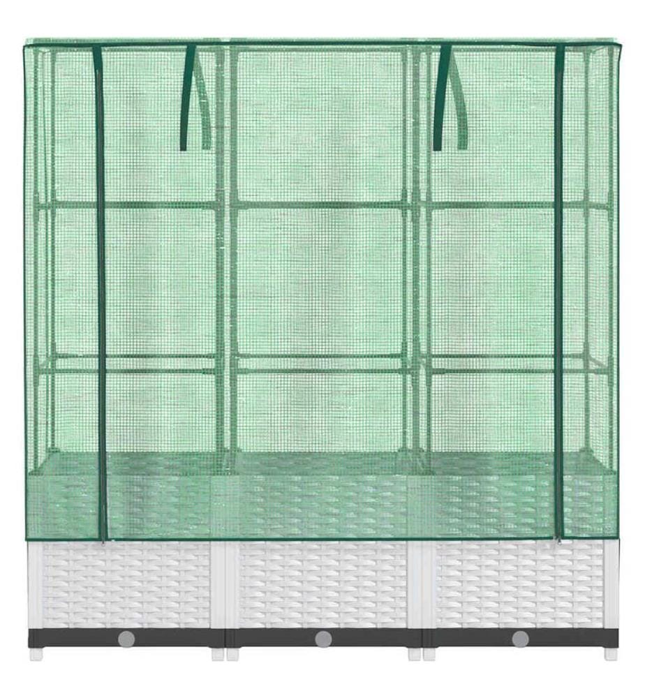 Hochbeet mit Gewächshaus-Aufsatz Rattan-Optik 120x40x138 cm