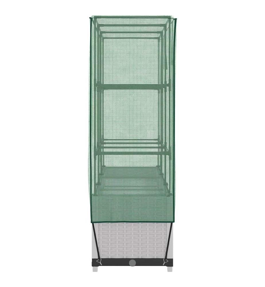 Hochbeet mit Gewächshaus-Aufsatz Rattan-Optik 120x40x138 cm