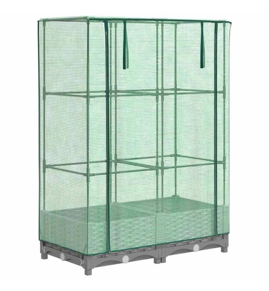 Hochbeet mit Gewächshaus-Aufsatz Rattan-Optik 80x40x123 cm