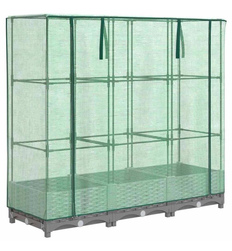 Hochbeet mit Gewächshaus-Aufsatz Rattan-Optik 120x40x123 cm