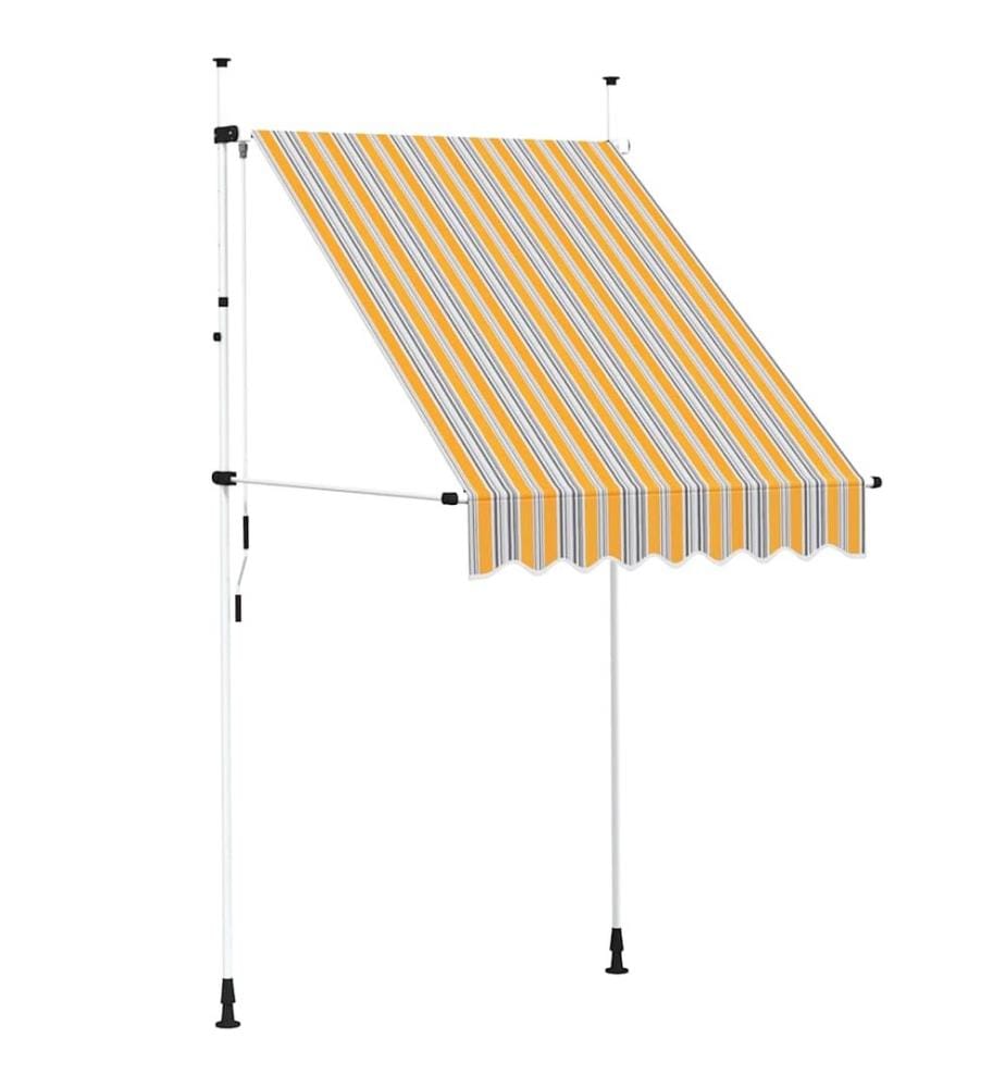 Einziehbare Markise Handbetrieben 150 cm Gelb/Blau Gestreift