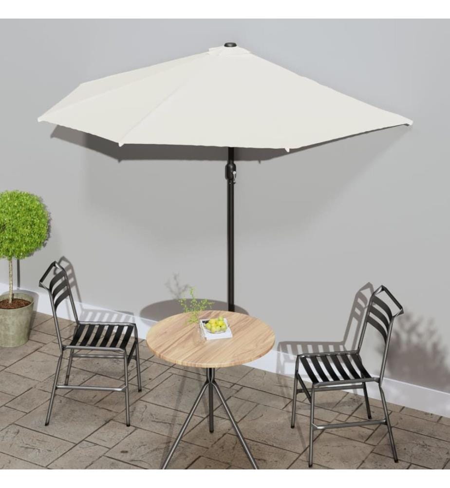 Parasol de balcon avec mât en aluminium Sable 270x144 cm Demi