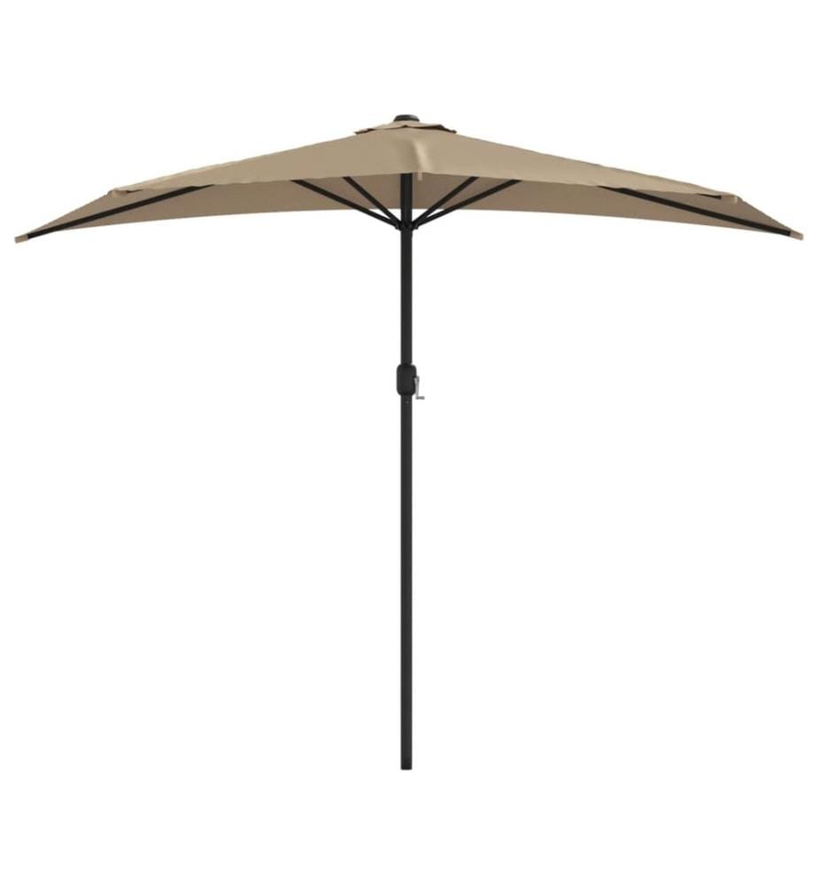 Balkon-Sonnenschirm mit Alu-Mast Taupe 270x144 cm Halbrund