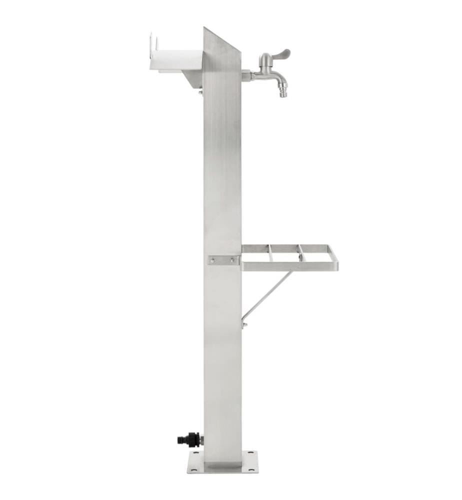 Garten-Wassersäule Edelstahl Quadratisch 95 cm