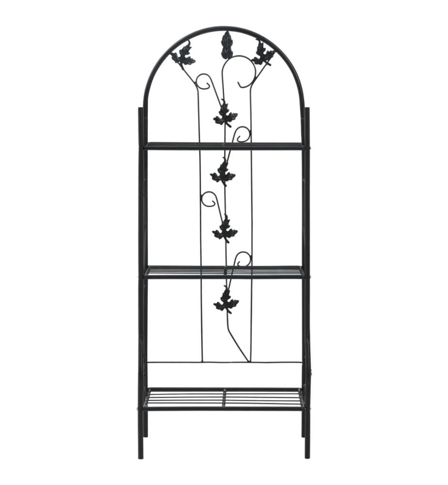 Support à plantes 3 niveaux Noir 52x28x128 cm Fer