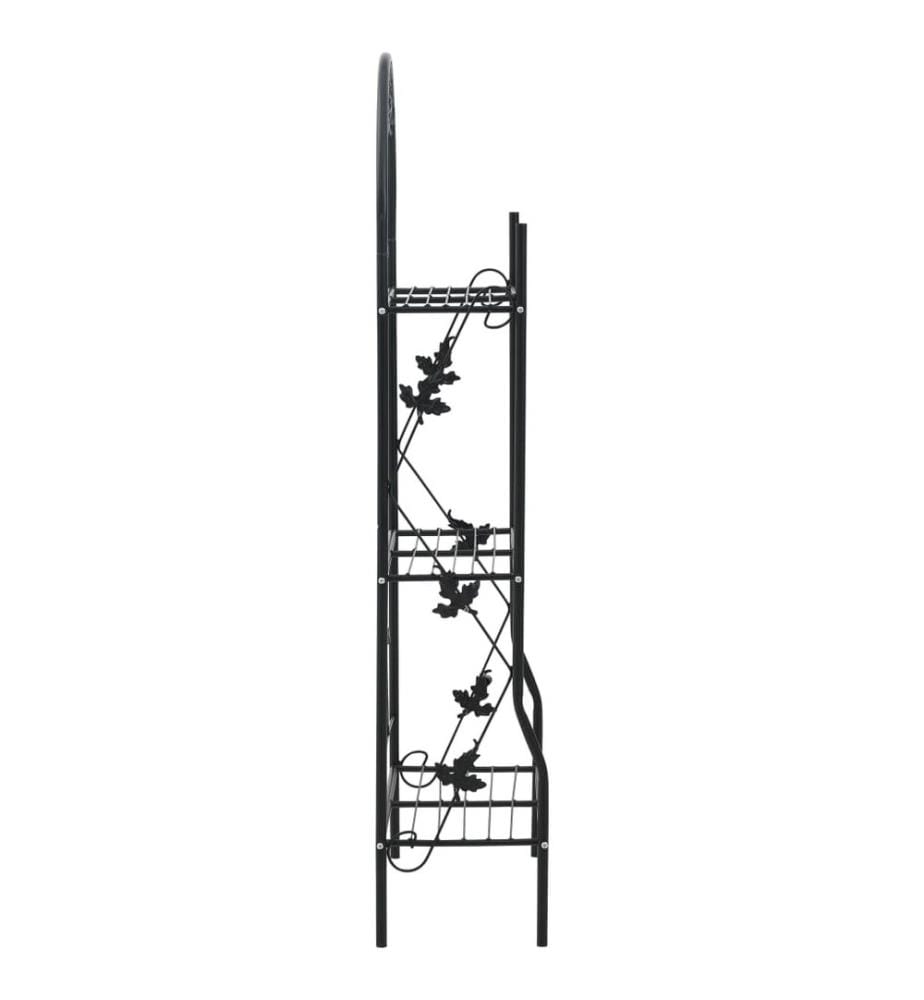 Support à plantes 3 niveaux Noir 52x28x128 cm Fer