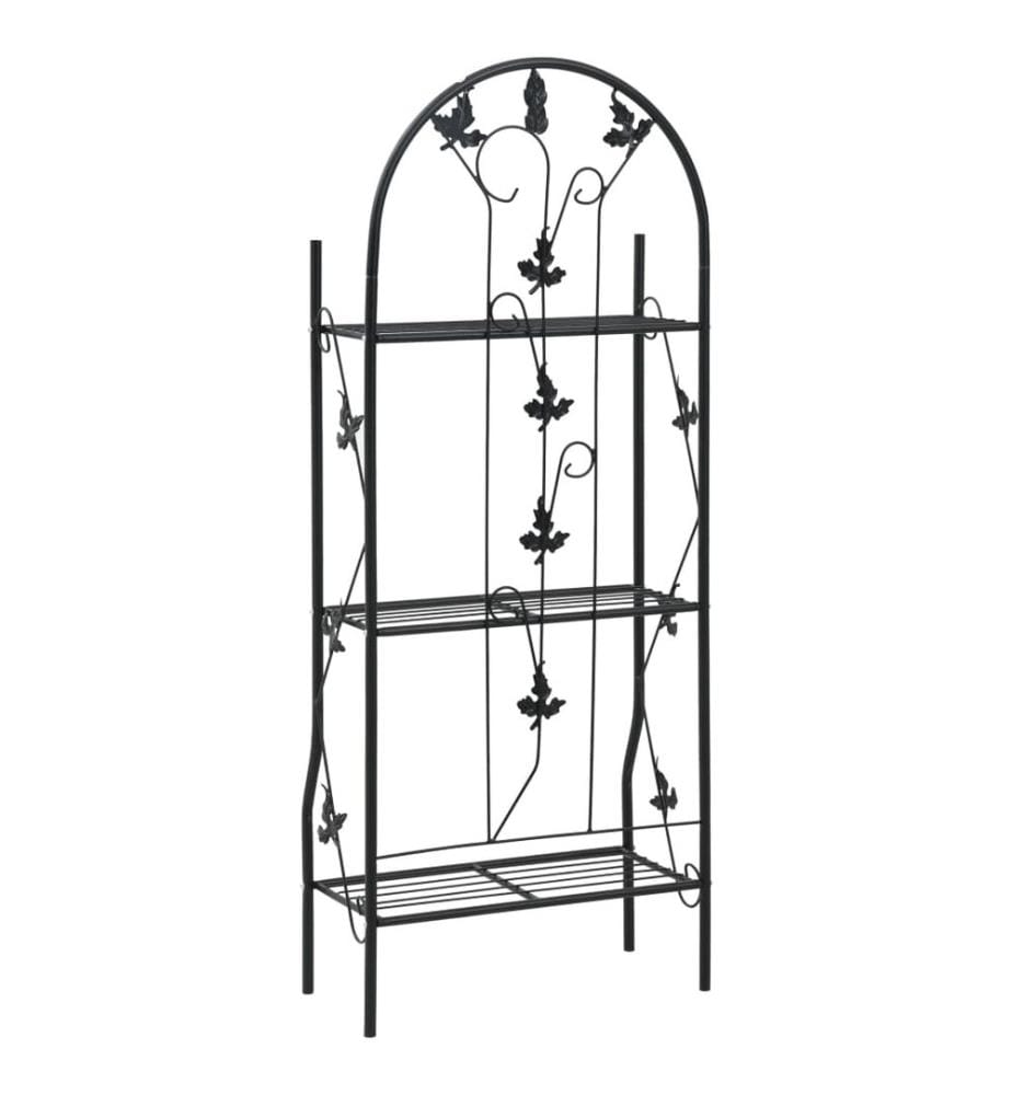 Support à plantes 3 niveaux Noir 52x28x128 cm Fer
