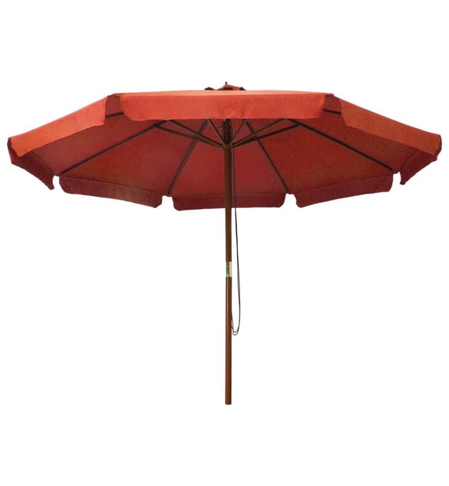 Parasol d'extérieur avec mât en bois 330 cm Terre cuite