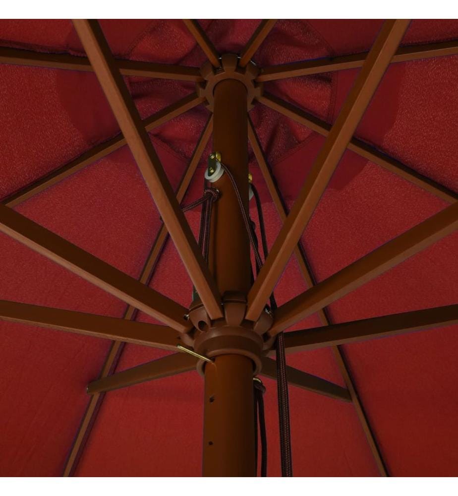 Parasol d'extérieur avec mât en bois 330 cm Terre cuite
