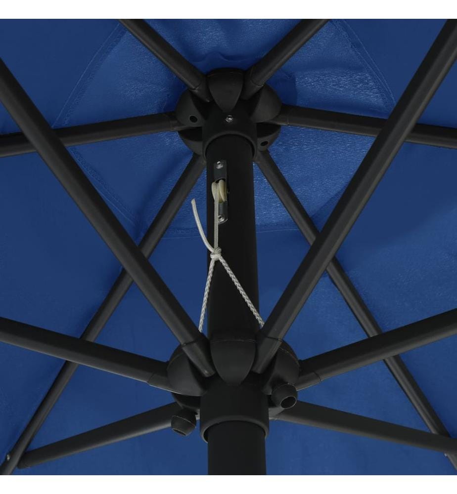 Sonnenschirm mit LED-Beleuchtung und Alu-Mast 270 cm Azurblau
