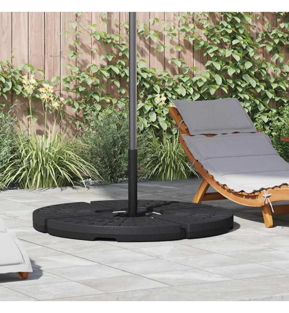 Socle de parasol en forme d'éventail 4 pcs Noir