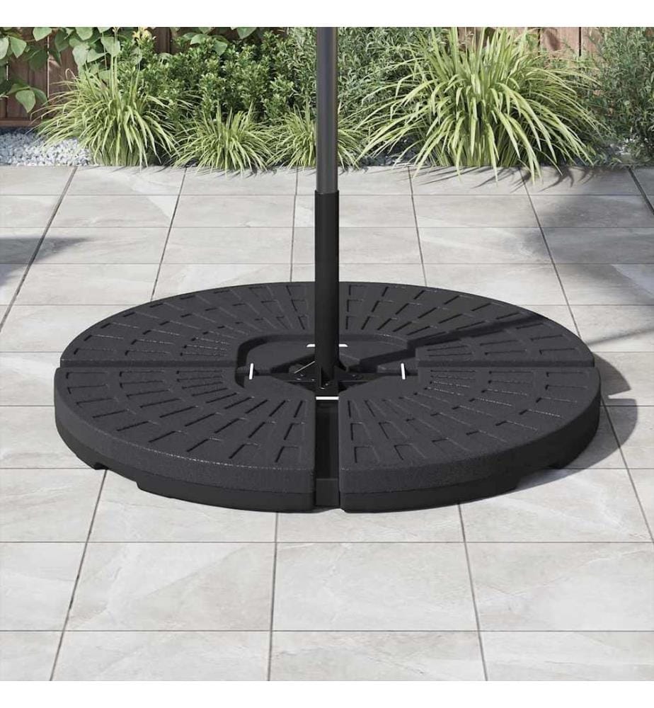 Socle de parasol en forme d'éventail 4 pcs Noir