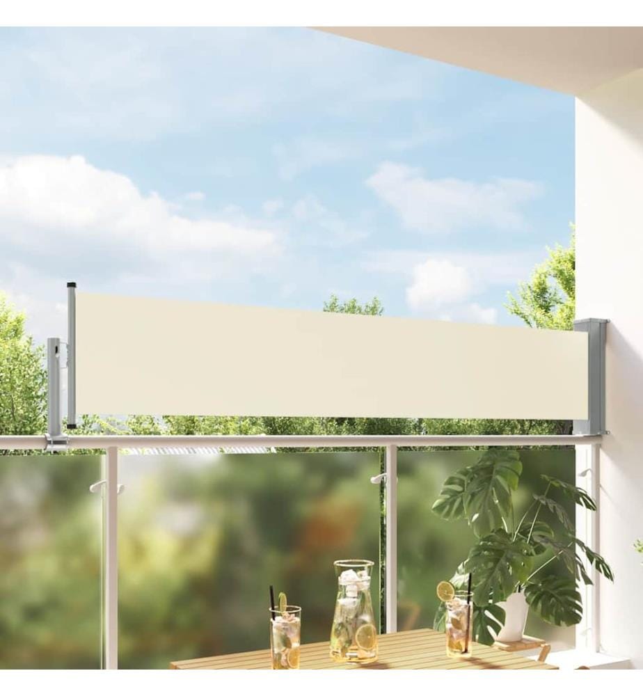 Auvent latéral rétractable de patio 60x300 cm Crème