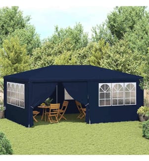 Profi-Partyzelt mit Seitenwänden 4×6 m Blau 90 g/m²