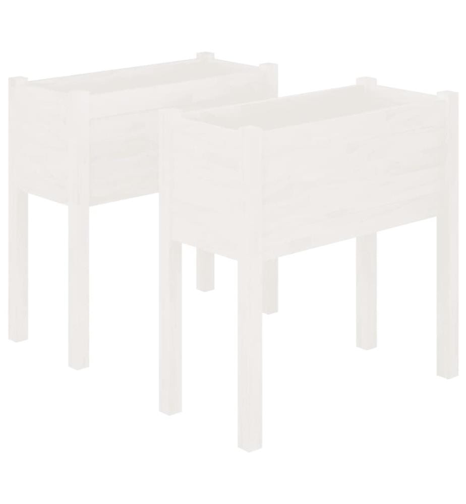 Jardinières 2 pcs Blanc 70x31x70 cm Bois de pin massif