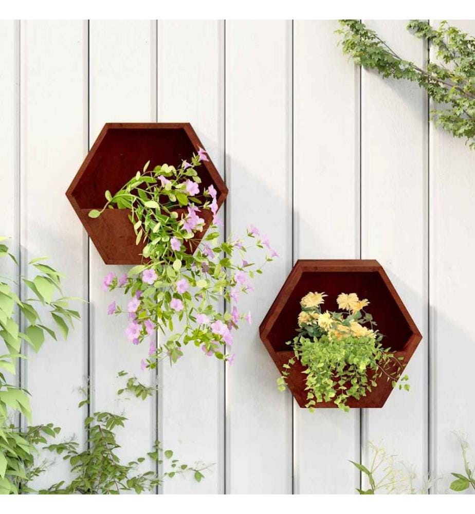 Jardinières murales 2 pcs Rouillé Acier corten 30x10x25 cm