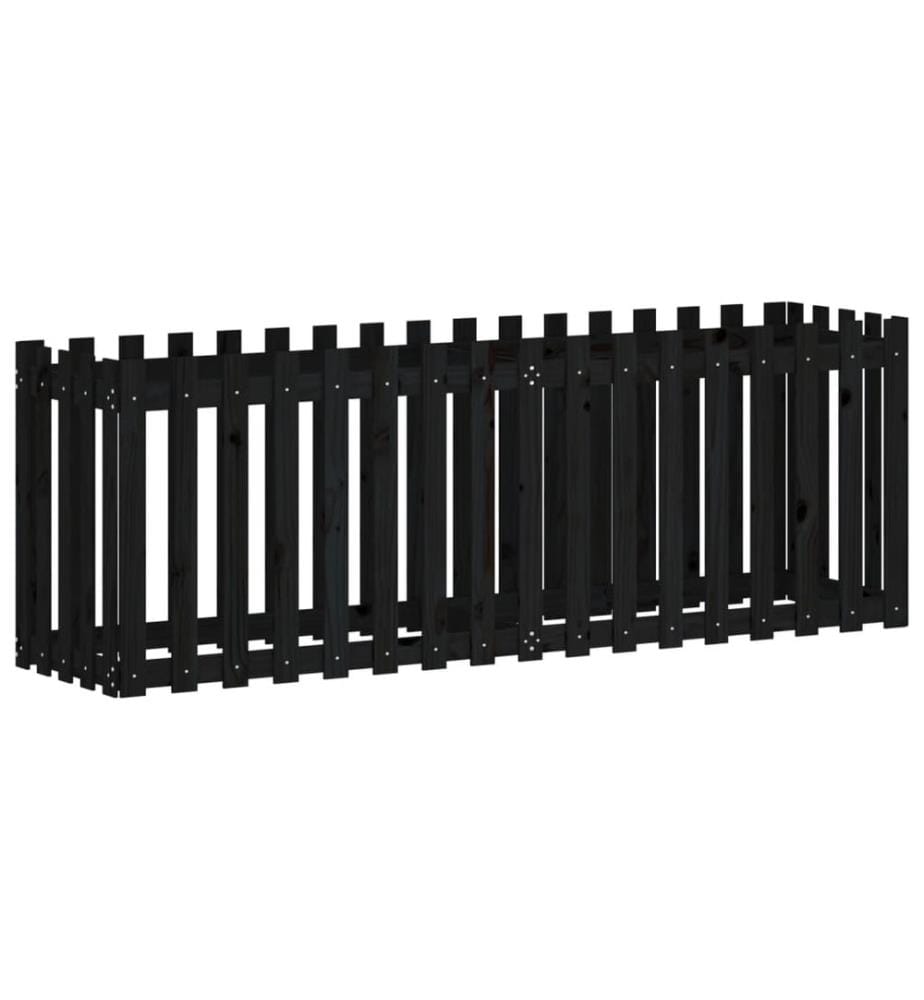 Hochbeet Latten-Design Schwarz 200x50x70 cm Massivholz Kiefer