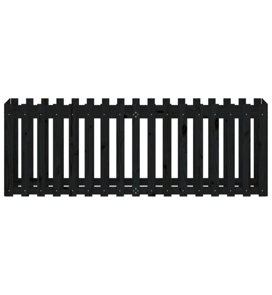 Hochbeet Latten-Design Schwarz 200x50x70 cm Massivholz Kiefer