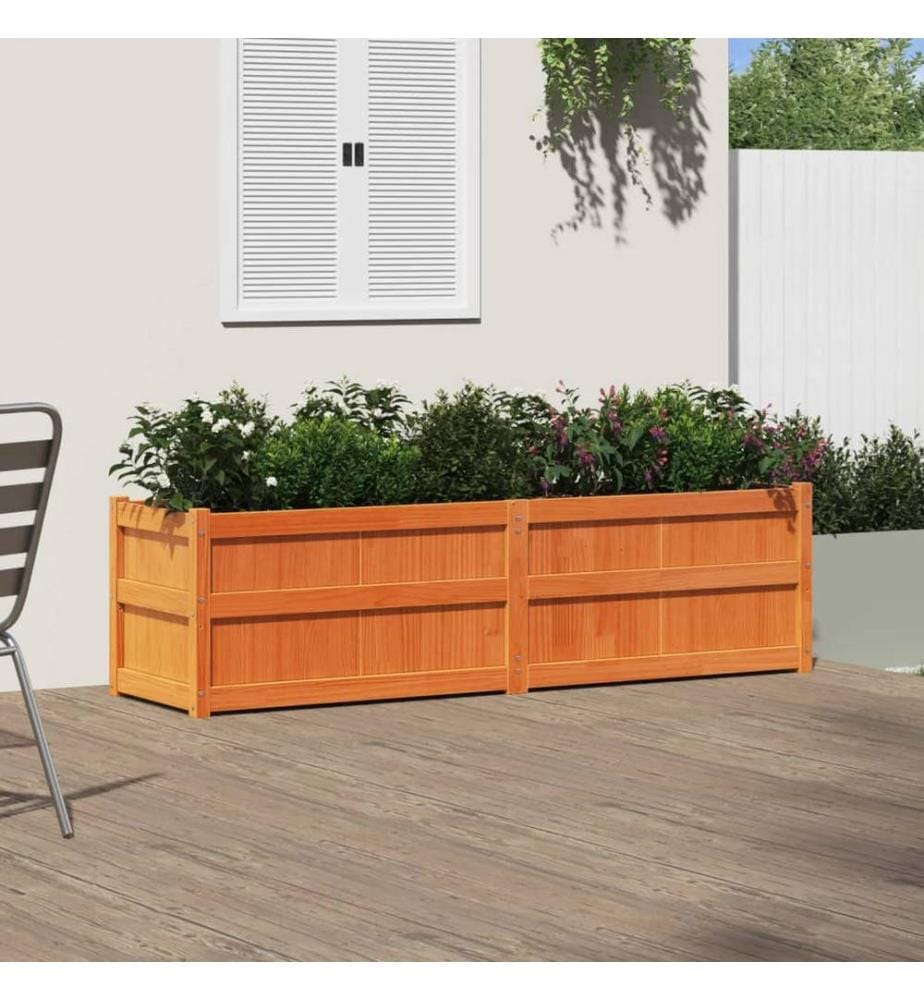Jardinière cire marron 180x50x50 cm bois de pin massif