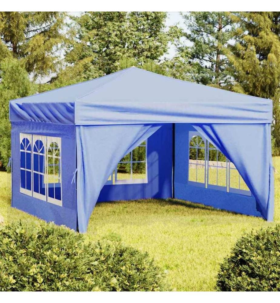 Partyzelt Faltbar mit Seitenwänden Blau 3x3 m