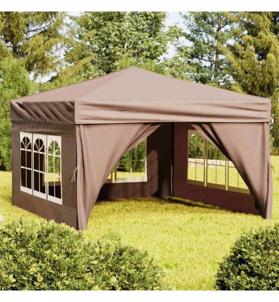 Tente de réception pliable avec parois Taupe 3x3 m
