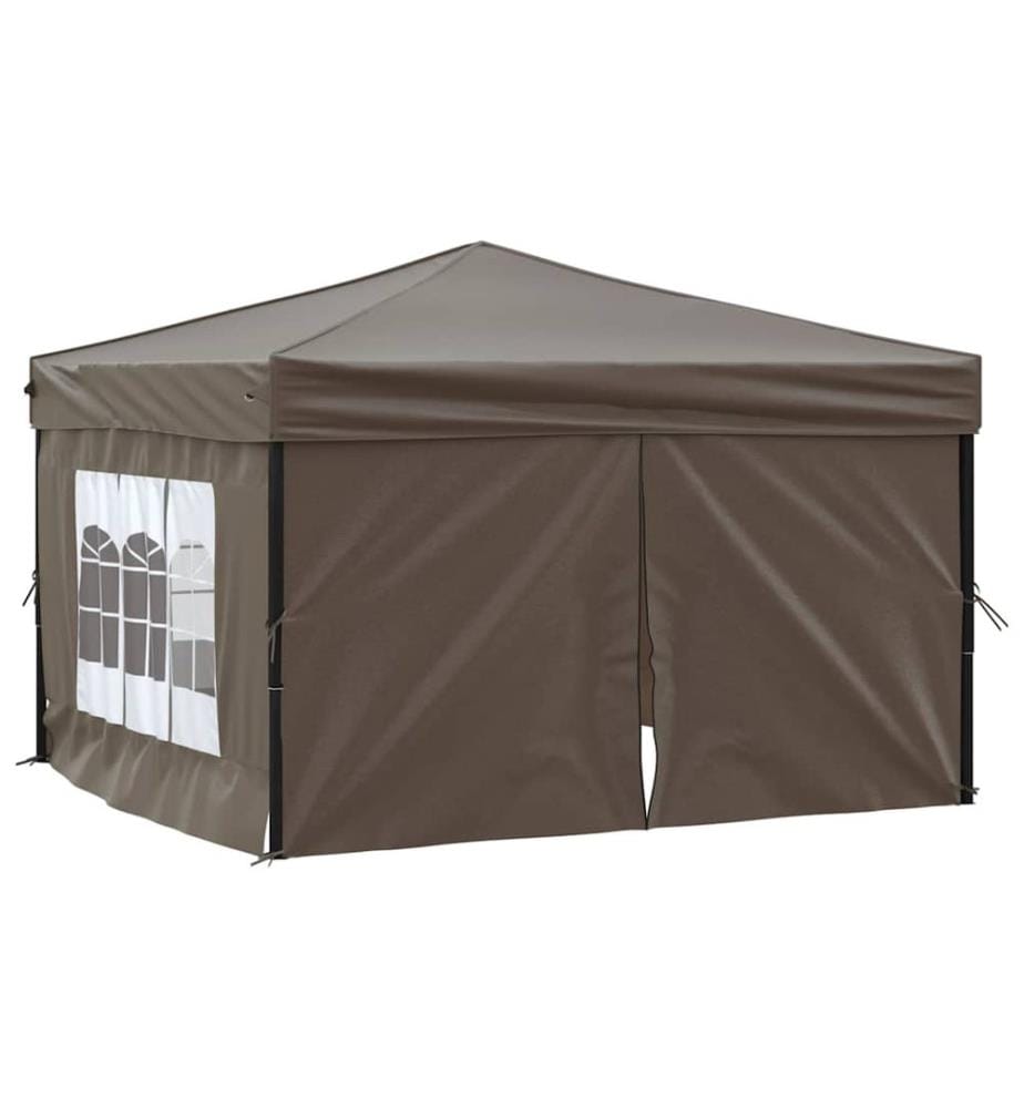 Tente de réception pliable avec parois Taupe 3x3 m