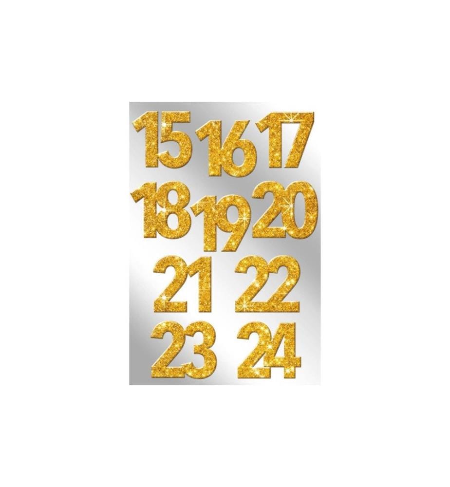 Braun + Company Chiffres pour calendrier de l'Avent Paillettes, or