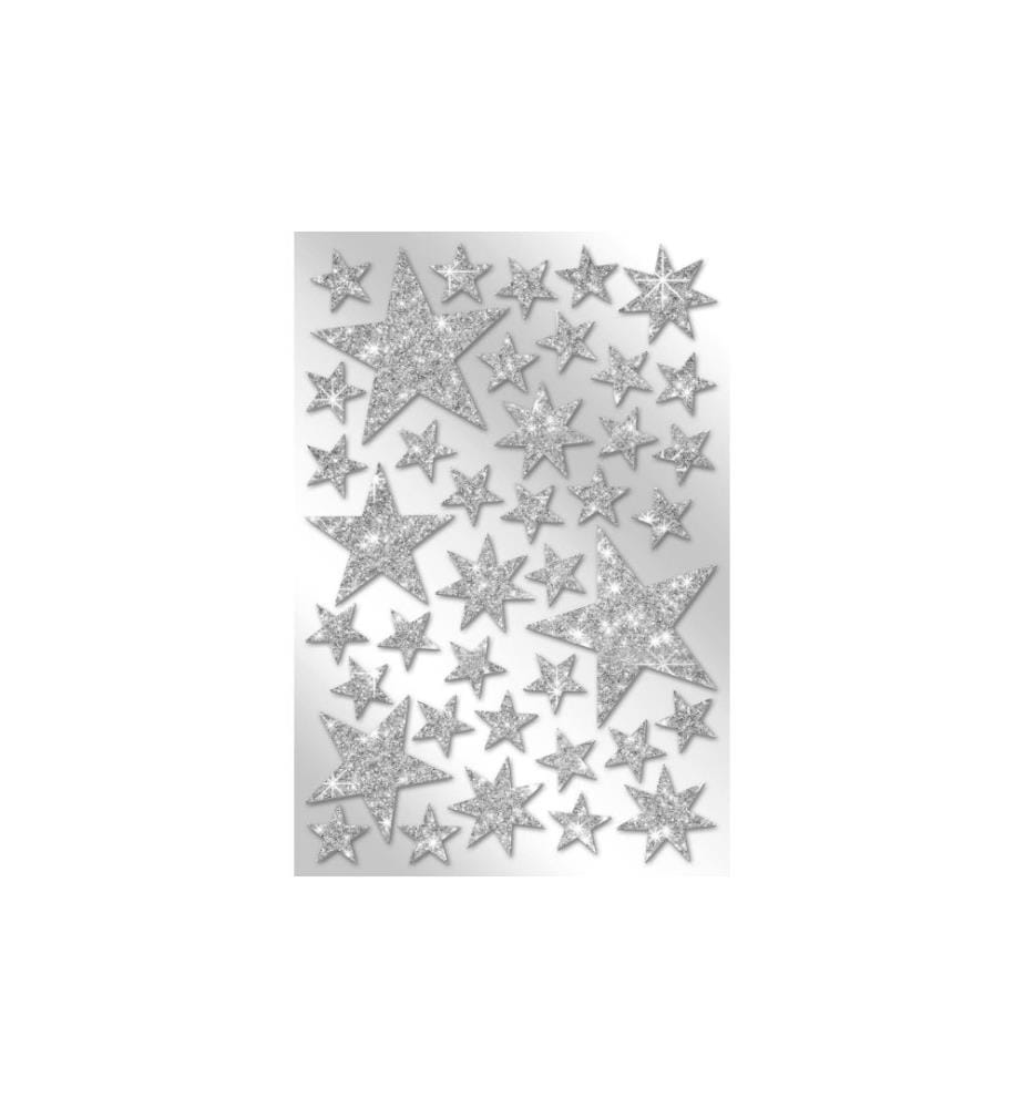Braun + Company Weihnachtssticker Glitzersterne, Silber