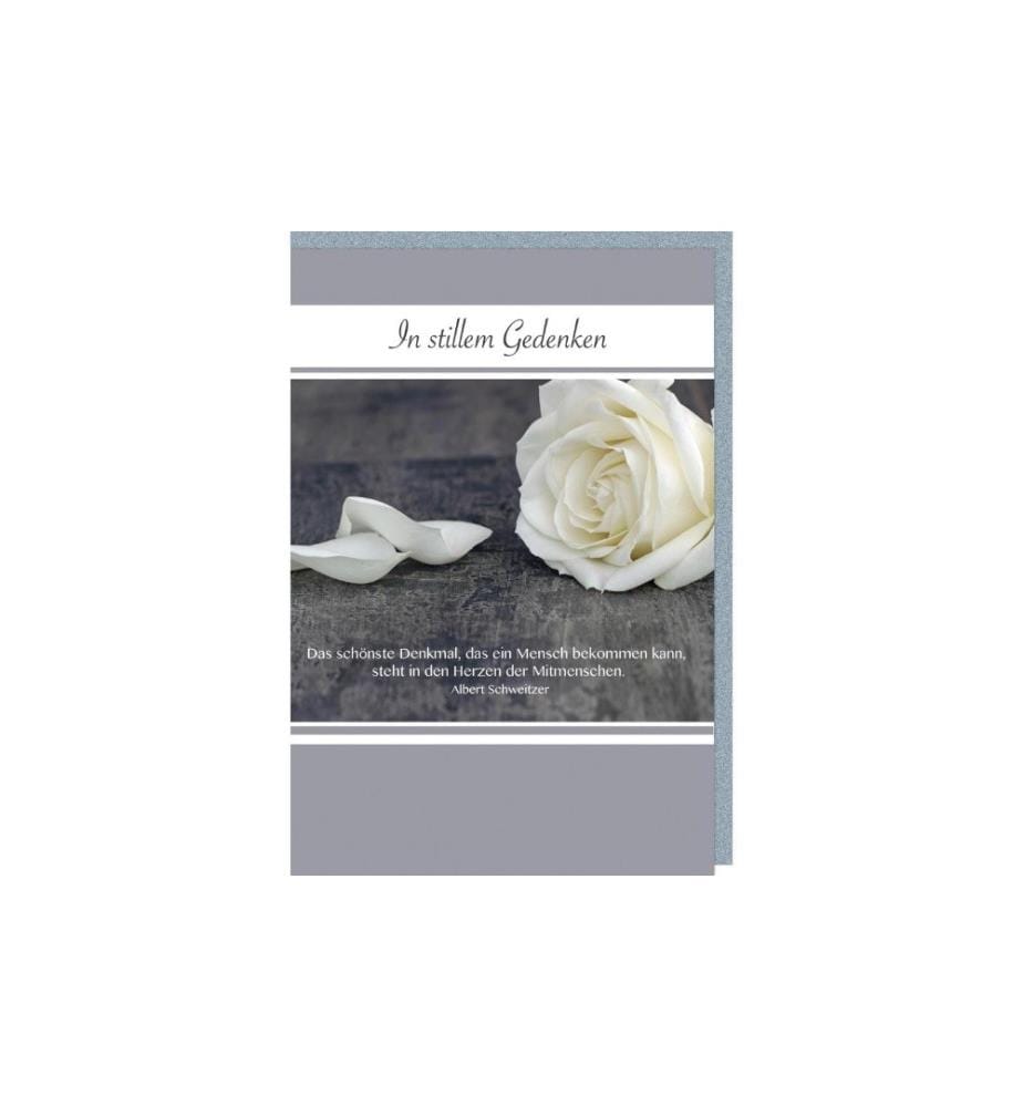 Braun + Company Trauerkarte In stillem Gedenken Rose 11.5 x 17 cm