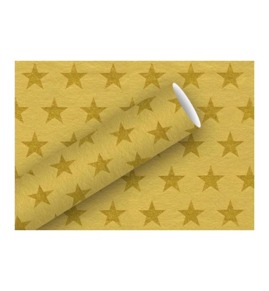 Braun + Company Geschenkpapier Stars Gold 70 cm x 1.5 m, Gold