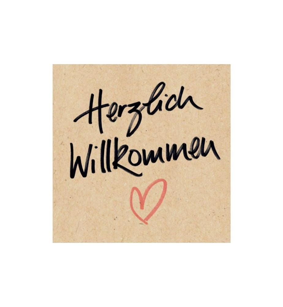 Braun + Company Papierservietten Herzlich Willkommen 33 cm x 33 cm, 20 Stück
