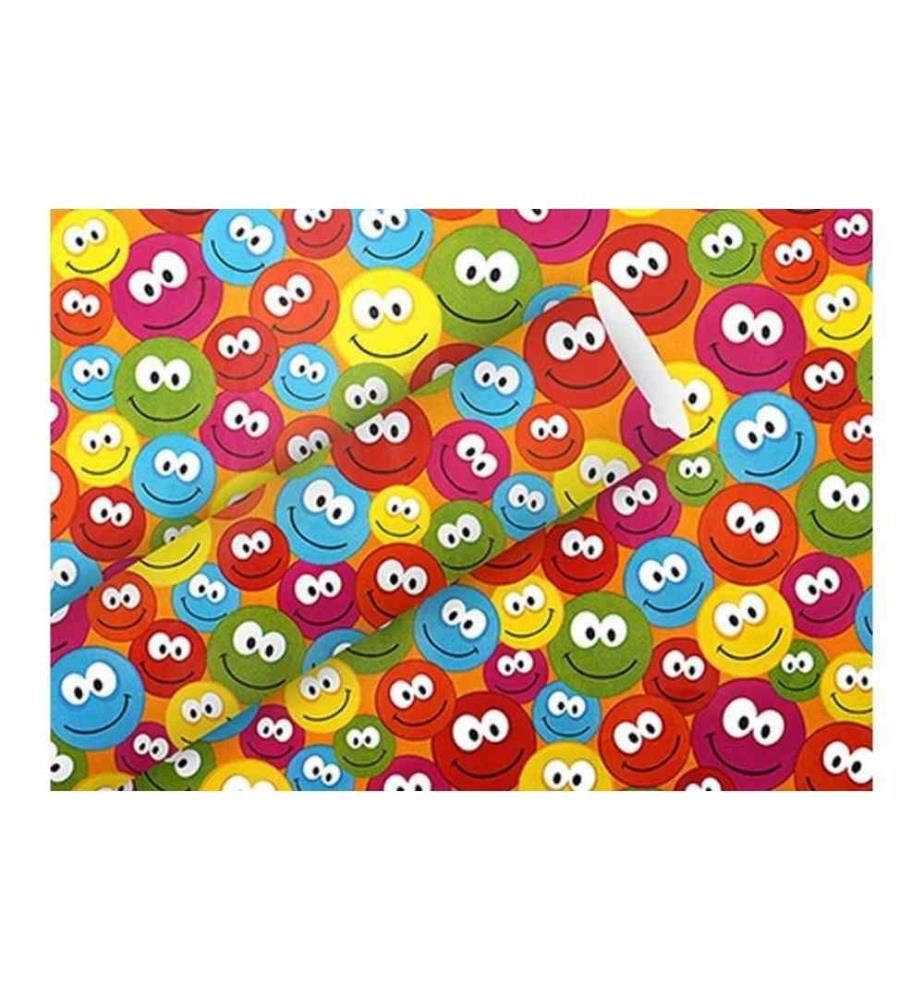 Braun + Company Geschenkpapier Just Smileys 70 cm x 2 m, 80 g/m², Mehrfarbig